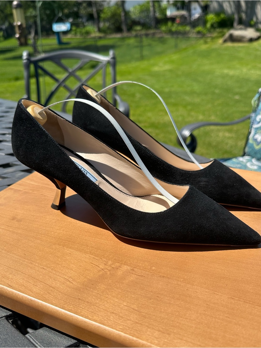 Prada Black Suede Mid-Kitten Heel Pumps - Picture 8 of 8